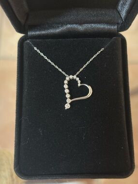 Macy's Silver-Tone Open Heart Necklace with Stones